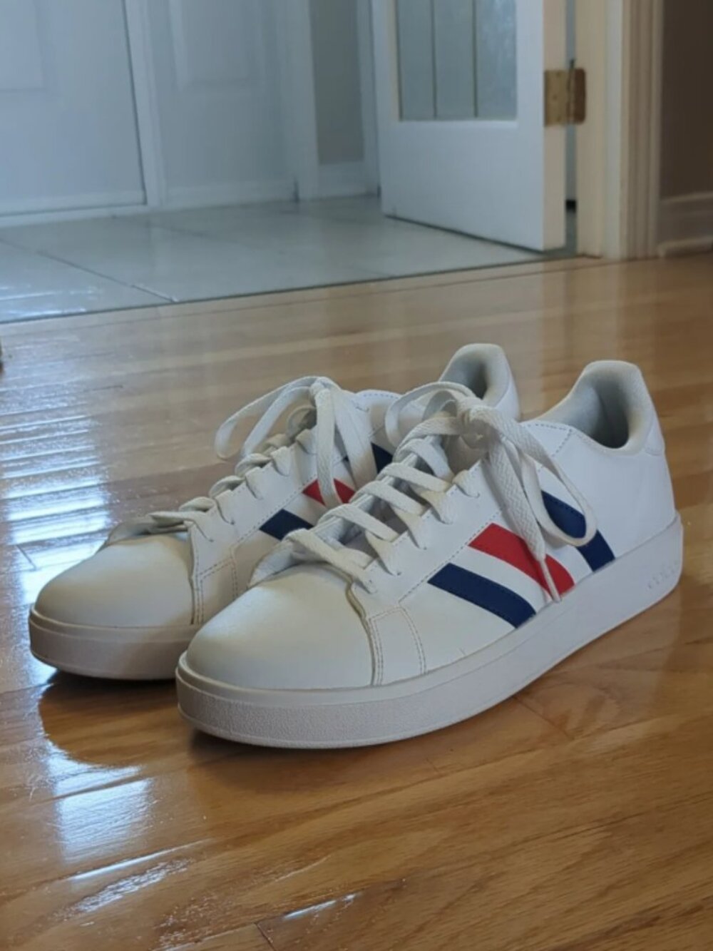 Adidas Grand Court Men's Sneakers Blue And Red Striped